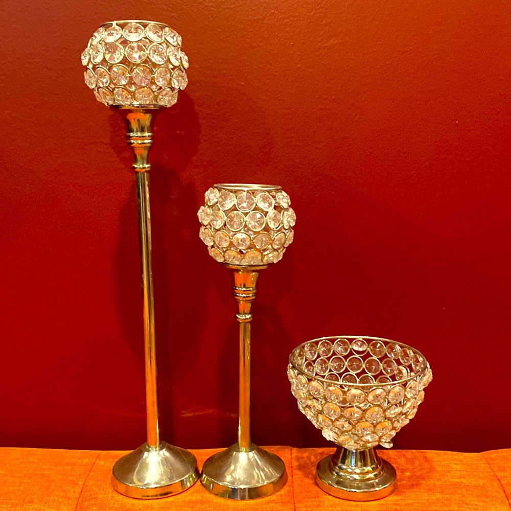 Set of 3 (small, medium, large) Sparkly Tea Light Holders